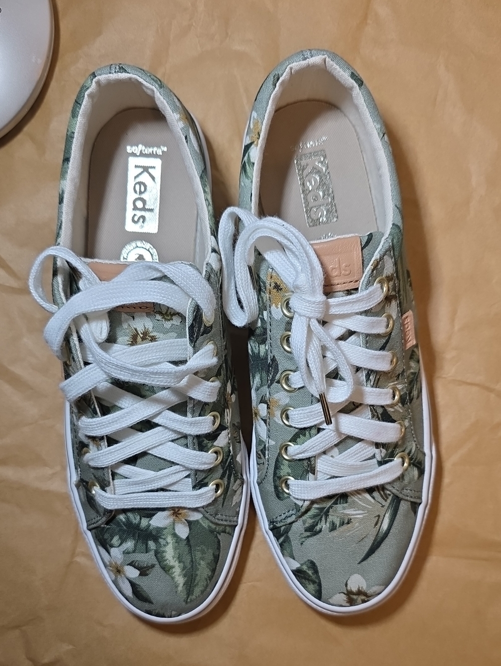 Keds Sage Green Floral Low-Top Sneakers